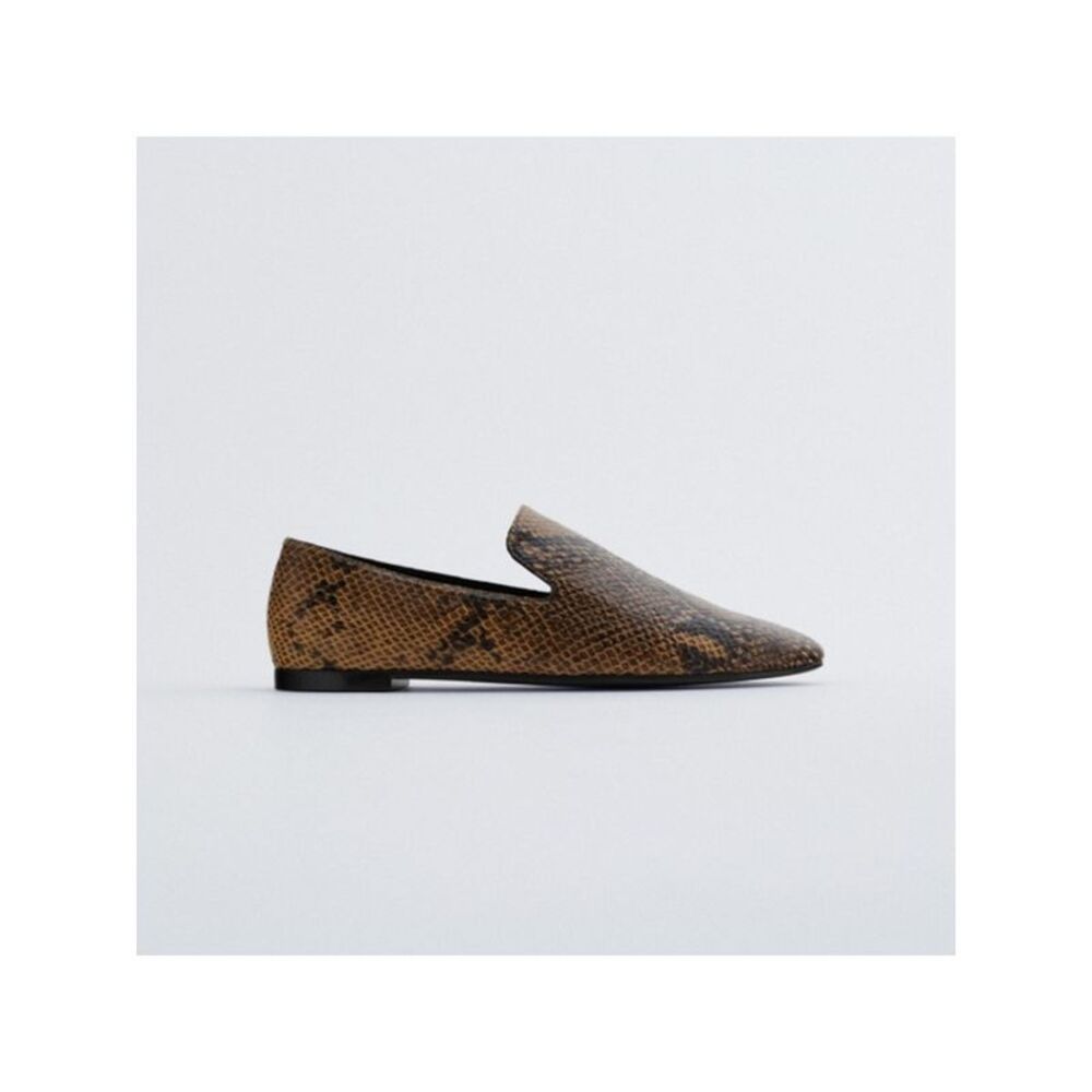 VINCE. Womens Brown Snake Paz Square Toe Slip On Leather Loafers Shoes 5.5 M - Picture 3 of 3